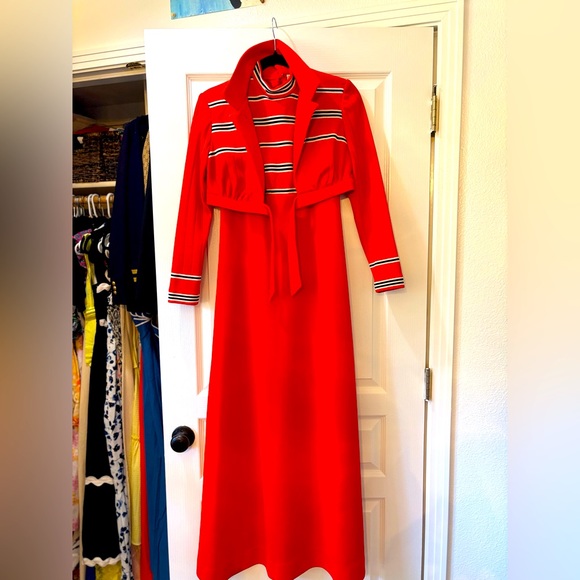 Vintage 1950’s Maxi Dress with Matching Jacket size 8 🛥️ ❤️ - Picture 2 of 11